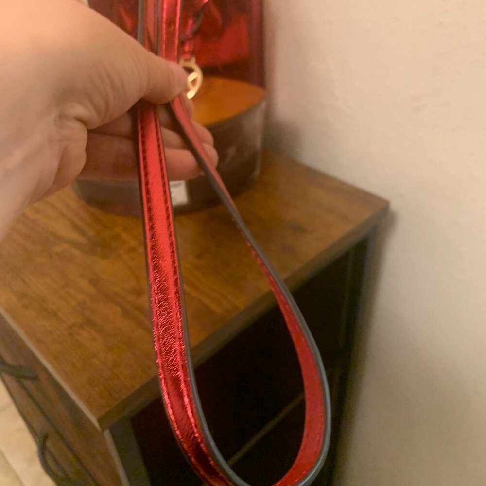 NEW MICHAEL KORS MERCER XS MINI CROSSBODY PHONE MK BAG METALLIC RED CRIMSON - Picture 10 of 16
